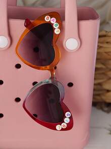 1 PC Personalized Name Sunglasses, Custom Sunglasses For Woman, Heart Shaped Sunglasses Personalized Name Glasses, Bridesmaid Glasses, Newlyweds Glasses, Bridal Sunglasses, Wedding Glasses - Random Colored Letters - View 5