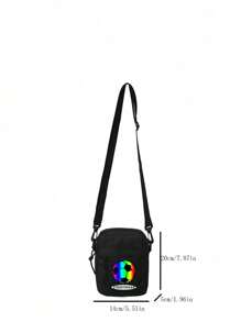 1 pièce Nouveau sac à bandoulière messenger avec fermeture éclair, imprimé lettres football coloré, en matériau nylon, haute qualité avec couleur unie assortie, convient pour les courses quotidiennes, sangle d'épaule réglable, style long lisse, polyvalent et convenant à tous, adapté pour sortir et les loisirs, sac à bandoulière simple et élégant adapté à un usage quotidien