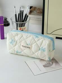 1个蝴蝶图案学生铅笔盒，多功能便携软质收纳袋 - 彩色 - 查看 11