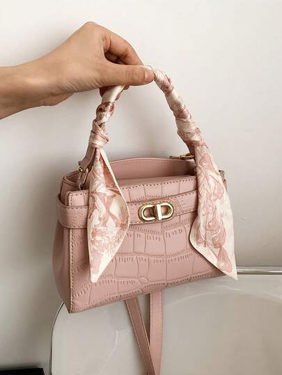 女士休闲迷你石纹围巾，可用作手提包配饰