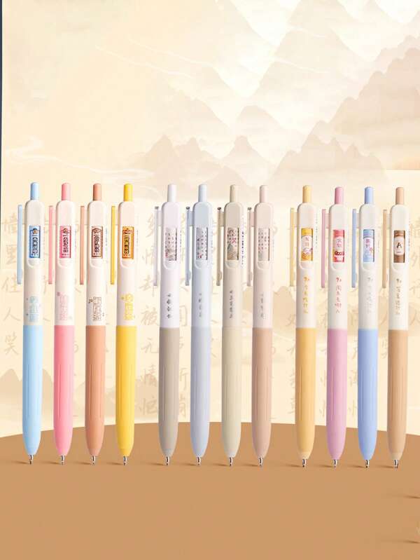 4pcs Answer Book Clickable Quick Drying Correcting Pen, Cartoon Blessing Design, Neutral Pen For Students School Supplies, Back To School