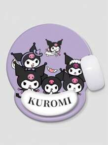Sanrio 1pc Kuromi Series Dark Mode Mouse Pad Small Mat With Wrist Rest Pad, Non-Slip Desk Keyboard Hand Holder For Dorm,School Supplies,Back To School