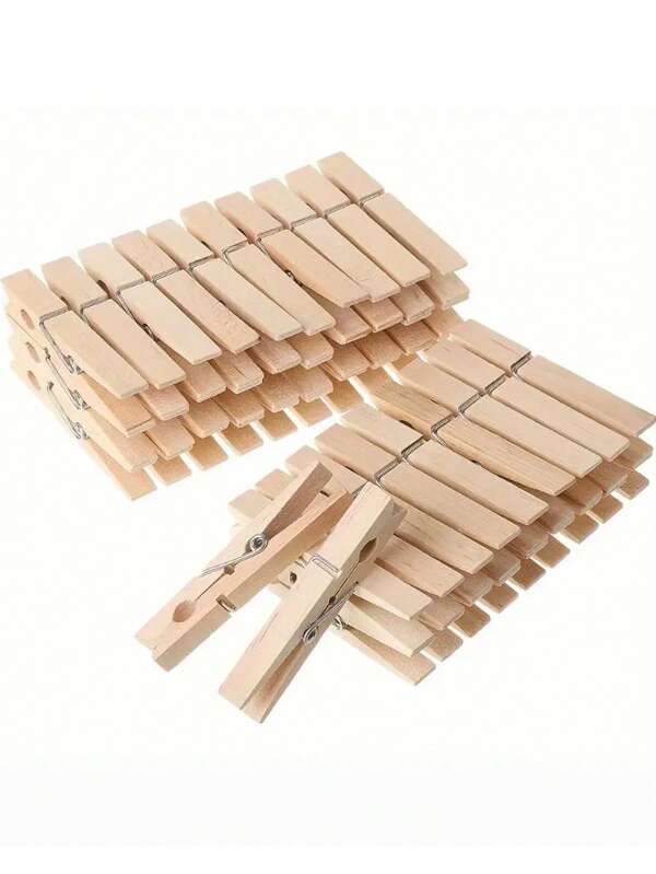 50pcs Wooden Clothespins, Wooden Clothes Pegs For Decorating Crafts, Photos, Pictures. Colorful Multifunctional Wooden Clothespins For Crafts, Classroom Photos, Rust Resistant, For Laundry, Beachwear, Spring, Minimalism, Summer Tops