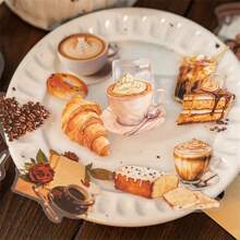 Vintage Style Coffee-Theme Sticker Pack, Transparent PET Stickers For Planner, Scrapbook Decoration, Diary Journal, Coffee Beverages