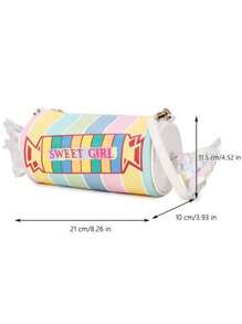 Bolsas e Bolsas Femininas Novidade Fofas em Formato de Doces Listrados, Bolsa Transversal para Meninas, Bolsa Clutch de Festa em Couro Sintético