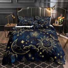 Sun And Moon Comforter Set Queen Size Blue Gold Bedding Comforter Blue Universe Galaxy Sun Moon Pattern Bohemian Gothic Comforter Set For Kids Boys Teens - Blue - View 5