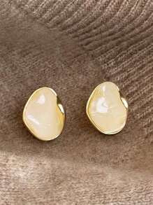 3 Pairs Vintage Elegant Soft Amber Resin Inlaid Earrings Set, High-End, Versatile For Daily, Party, Wedding Wear, Autumn/Winter