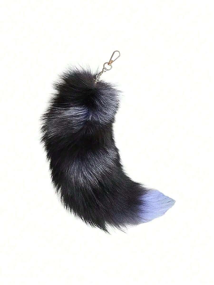 1 pieza Llavero, cadena de cola de llavero, llavero con colgante de cola de zorro simulada, accesorio colgante para bolsos, regalos de Acción de Gracias, Día de San Valentín y fiestas (color aleatorio) - Multicolor - Ver 1