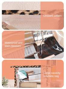 新款豹纹透明防水化妆包,旅行洗漱用品收纳包,大容量化妆包,透明化妆品收纳包,结婚礼品袋,防水旅行袋,3种尺寸(S/M/L),ins风收纳包,便携式防尘拉链,单身派对装饰, - 無色 - 查看 6