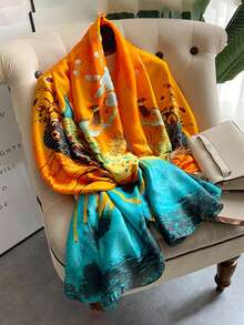 FADZOYLE 1 Stück 180*90cm Damen Seidentuch, Blume Muster Muster, seidig weiche Haptik, vintage Sommer Strandüberwurf, Satinkopftuch, Halstuch, Haargummi, Handtaschentuch, elegantes Abendkleid, Reise, Büro, Hochzeit und Geschenk - Verschiedenfarbig - Übersicht 16