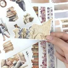 Vintage Floral Sticker Book - Quirky Paris Scenes, Eiffel Tower & Tea Party Designs, Self-Adhesive PET & Paper For Scrapbooks, Diaries, Journals, Scrapbook Accessories | Imaginative Designs | Self-Adhesive Stickers,School Supplies,Back To School
