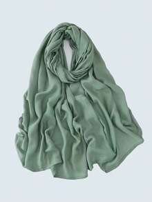 1 件女士 Abaya 配饰纯色宽边莫代尔围巾，休闲透气头巾百搭保暖披肩头带柔软头巾面纱衣服