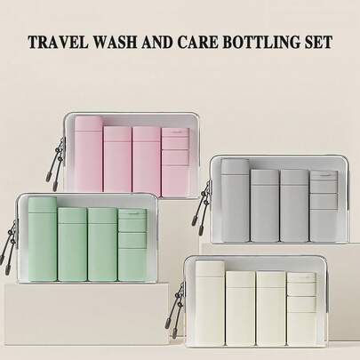 6件套 15ml/50ml/80ml/100ml 北欧风格空可再填充旅行瓶，适用于洗发水、乳液、沐浴露、面霜