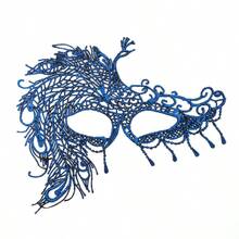 Vintage Ladies Lace Mask Halloween Prom Princess Gilded Big Peacock Mask - Multicolor - View 12