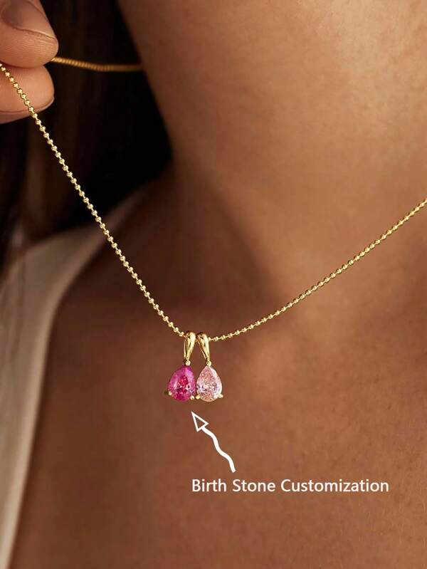 Elegant Birthstone Women 14K Gold Plated Diamond Pendant Necklace, 1-3 Pcs Customized, High Color Fastness & Low Allergenicity MAMA Lady Pendant Necklace, Fashionable, Minimalist, Simple, Casual, Vintage Coin Custom, Personalized, Unique Gift For Girlfriend, Mom, Family, Friend, Daughter, Anniversary, Valentine's Day, Mother's Day, Birthday, Graduation, Daily Wear, Wedding, Gala