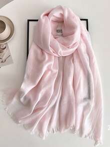 1pc Solid Color Scarf, Women Summer Sunscreen Mid-Length Scarf, Korean Elegant Beach Scarf, Travel Shawl, Large Headdress - QMD602 - View 13