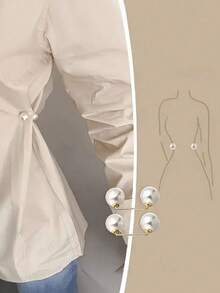 9pcs Pearl Brooch Pin Set - Adjustable, Non-Slip, Pins For Waist Cinching, Collar Adjusting, Scarf Fixing, Fashion Accessory, Comes In Champagne, Grey, White Faux Pearl Buttons - Ideal For Dresses, Blouses And Garment Decor - Multicolor - View 9