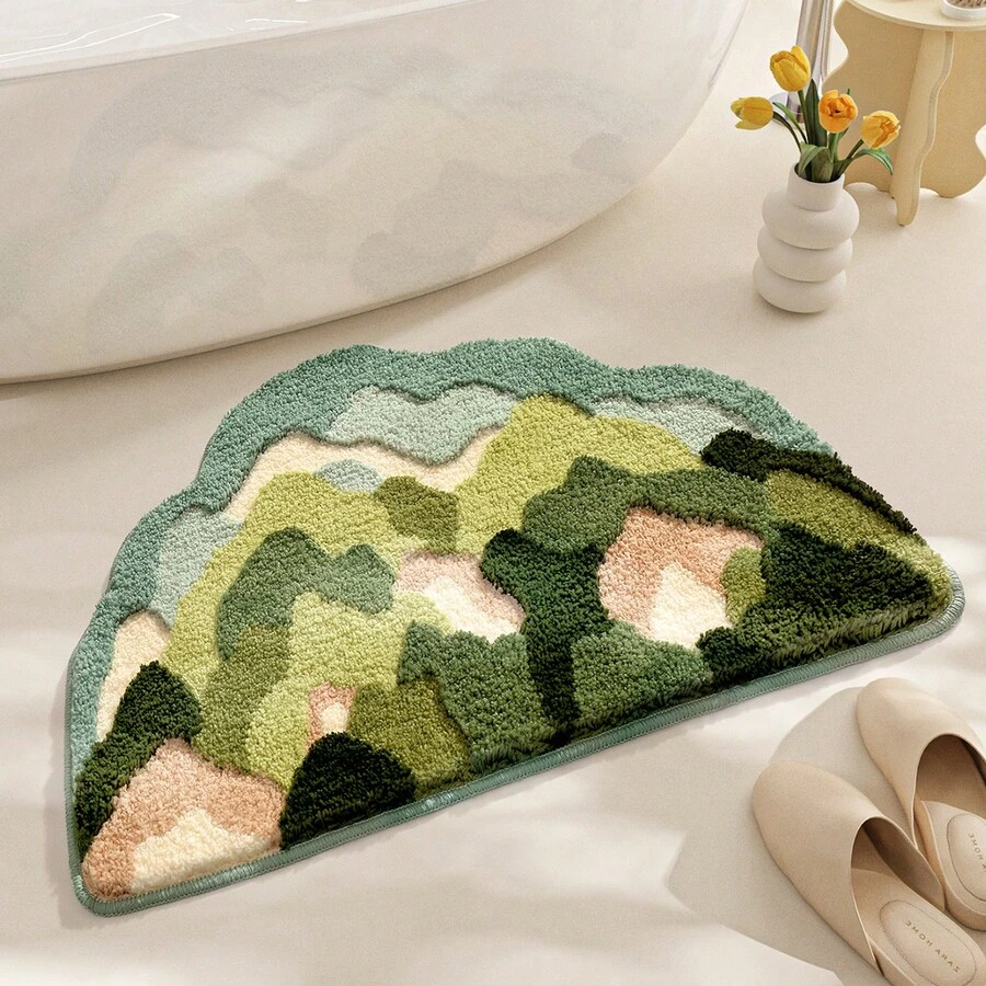 Moss Bath Mat, Ultra Thick Soft Green Bathroom Rug, Water Absorbent Non Slip Microfiber Bath Rugs For Bathroom Floor, Shower, Sink, Bedroom, 17.7"X27.5" - 彩色 - 查看 1