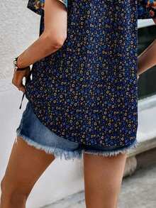 西部牛仔女装夏季休闲修身直筒牛仔短裤女式度假海滩乡村音乐会 - 深色水洗藍 - 查看 6