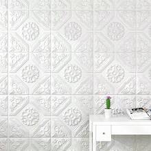 10/20张自粘墙纸贴纸，适用于混凝土墙、裸墙、天花板、背景墙、客厅、卧室。防水、防油、泡沫砖图案、防潮墙贴。采用PE材质，可自由剪切粘贴 - 白色 - 查看 7