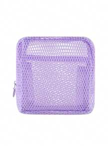 1/3 Pcs Dopamine Color Tofu Bag Large Capacity Portable Mesh Makeup Pouch Lipstick Organizer Net Cosmetic Bag Sanitary Pad Pouch