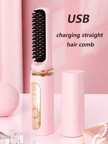 JMMO 全新 USB 可充电便携式离子直发梳，防毛躁秀发，紧凑型设计丰盈秀发器，无线充电直发器，多功能，无损