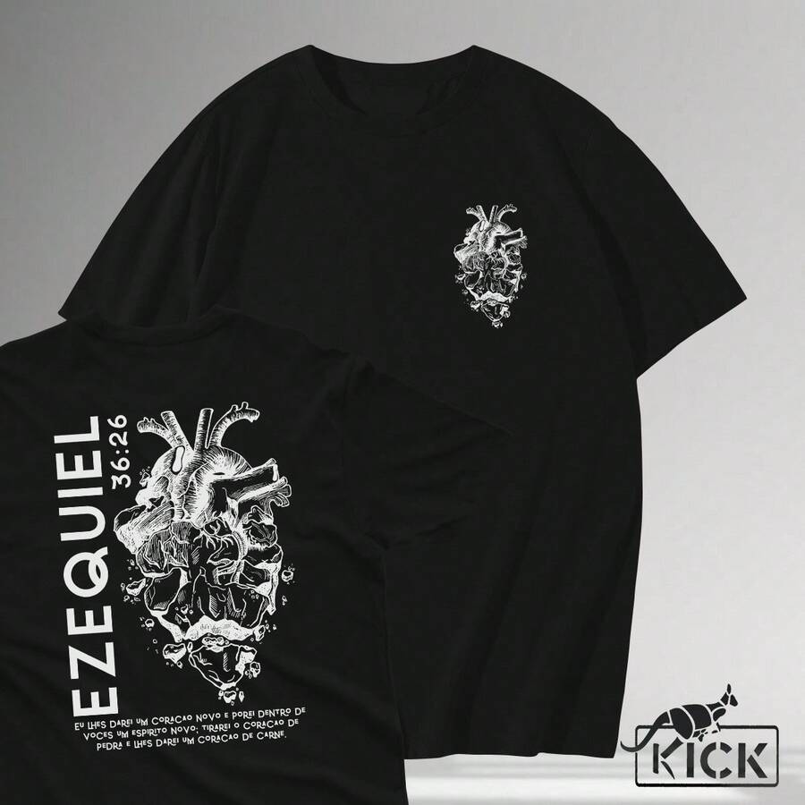 T-Shirt Ezekiel 36:26 Heart Of Flesh Unisex Shirt 100% Cotton - 黑色 - 查看 1