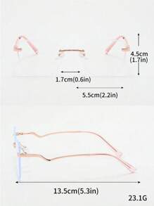 Unisex Simple Metal Spring Rimless Cat Eye Clear Lens Glasses