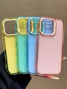 Stylish Candy Color Jelly Wavy Side Phone Case Compatible With IPhone 16 15 14 13 12 11 Pro Max Cartoon Colorful Shockproof Back Cover - Pink - View 1