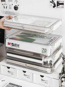 1 pieza Caja de almacenamiento de documentos transparente, impermeable y a prueba de polvo, organizador de archivos doméstico multifuncional, organizador de escritorio ahorra espacio para documentos importantes, certificados, papeles, licencias comerciales, adecuado para el hogar, la oficina, el dormitorio y la sala de estudio