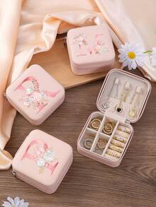 1 件 A-Z 花卉首饰盒、粉色渐变首字母多功能珠宝展示盒、迷你首饰盒、女士生日礼物、女友、朋友礼物、圣诞节、万圣节、生日、结婚礼物、时尚旅行首饰盒、个性化礼物 - 女士旅行首饰盒、少女圣诞礼物、A-Z 首字母旅行首饰盒