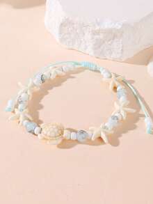 1pc Sea Turtle & Starfish Beaded Bracelet, Suitable For Summer Beach Holiday Outfits - Turtle and Starfish Bracelet - View 19
