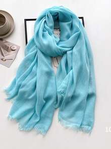 1pc Soft Muslim Hijab Solid Color Long Scarf For Sun Protection, Suitable For Mosque Use Bandana,Hair Band,Head Band Ideal For Dressing Up Your Look For Abaya - QMD602 - View 20