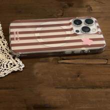Funda magnética mínimalista para teléfono con bloque de color, rayas y diseño de estrella para 16 Pro Max/ 15 Pro Max/ 14 Pro/ 13, funda de teléfono de moda / simple / diseño para mujeres