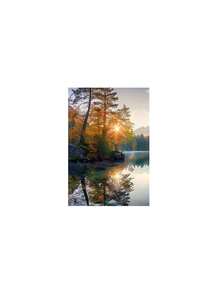 1/3pcs Mountain Lake Wall Art Posters, Modern Style Wall Art, Illustrations Of Tranquil Lakes And Majestic Mountains, Serene And Refreshing Canvas Artwork Wall Painting Gift, Ideal For Living Room, Bedroom, Office, Home And Dorm Decoration, Unframed / Framed ,Wall Art With Frame - Multicolor - View 15