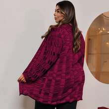 Plus Size Cardigans - Burgundy - View 3