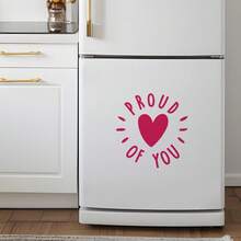 Adesivo da parete e adesivo per il bagno autoadesivo - Citazione ispiratrice "SONO ORGOGLIOSO DI TE" con design a cuore, decorazione artistica in vinile per stanze da ragazze, camere da letto, guardaroba e spazi di moda - Decorazione per la casa facile da rimuovere, bagno, adesivi murali