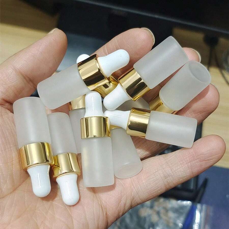 somebo 10 piezas de botellas de gotero de cristal de 1 ml, 2 ml, 3 ml y 5 ml a prueba de fugas - Recipientes rellenables y sin olor en colores surtidos para aceites esenciales, cosméticos y perfumes | Ideal para viajar - transparente - Ver 1