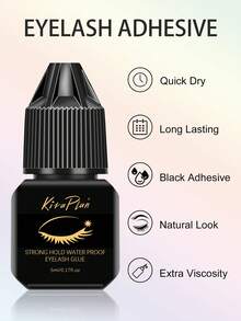 Pegamento para pestañas hipoalergénico - Pegamento para extensión de pestañas - Secado rápido (0.5-1 seg), Larga duración 45 días, Apto para principiantes y salones de pestañas DIY - Negro - Ver 8