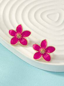 1 paire de boucles d'oreilles à goutte d'huile florale polyvalentes et à la mode pour le port quotidien