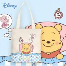 Disney Disney Pooh Bear Cartoon Chic Canvas Shoulder Bag, Minimalist & Suitable For Student School, Female,School Supplies,Back To School