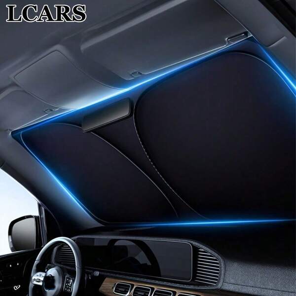 LCARS Protetor solar dobrável para para-brisa de carro LCARS, viseira frontal espessada e não transparente, proteção UV para para-brisa de SUV e sedã, bloqueador solar para acessórios de carro, proteção de privacidade