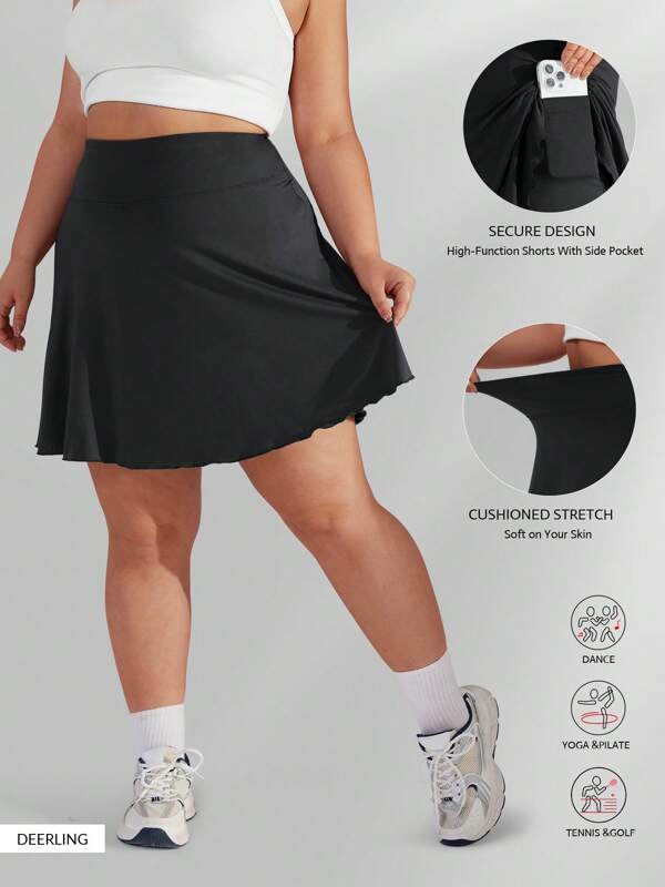 Große Größen Plissierte Tennisröcke mit Taschen für Damen, kurze Ballettröcke mit hoher Taille für Golf und Training