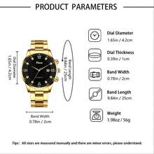 男士黄金奢华手表套装，搭配黄金手链 - 金色 - 查看 3