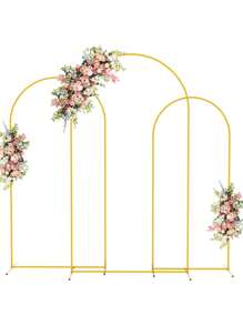 Soporte de fondo arqueado, de 7/6/5/4 pies, en múltiples tamaños, marco de arco de metal dorado con cubiertas de cortina de arco, adecuado para ceremonias de boda, duchas nupciales, fiestas de cumpleaños, San Valentín, compromiso, graduación, Día de la Madre, decoración de jardín, floral, arco de globos