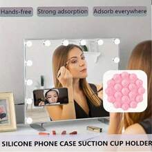 1 Giá đỡ silicon hình tròn di động có keo dính hai mặt với 19 giác hút cho điện thoại/máy tính bảng, dùng cho phòng tắm, nhà bếp, gương - Nhiều màu - Xem 4