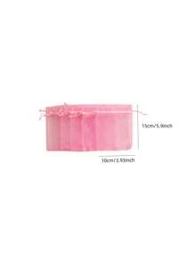 50/100 unidades de sacos de malha para doces, sacos de embalagem para decoração de festa de Natal e casamento, caixas de presente, bolsas de joias com cordão de organza de cor lisa