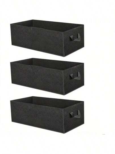 3 Packs Non-Woven Fabric Grow Bags, Heavy-Duty Square Planter Containers With Handles For Carrots, Onions, Flowers, Fruits - Indoor & Outdoor Use