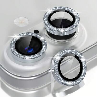 3pcs Camera Lens Protective Film Suitable For IPhone 16 15 11 12 13 14 IPhone 15 11 12 13 14 Plus Tempered Glass Metal Ring Cover, High-Definition Transparent Waterproof Shockproof Anti-Fall Anti-Fall Scratch Resistant Anti-Fingerprint Full Cover