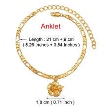 1 pièce Bracelet de cheville hawaïen avec hibiscus pour femmes, bijoux plaqués or, chaîne de pied à la mode pour accessoires d'Afrique